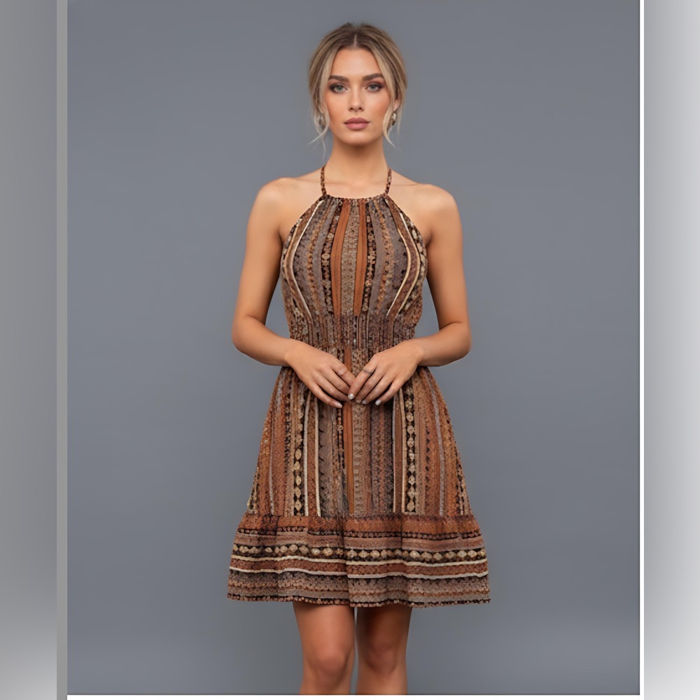 LAST ONE 🔥 Tribal Print Halter Dress